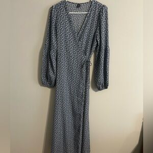 SHEIN Navy Floral Long Sleeve Dress